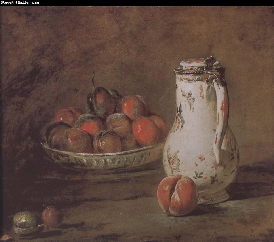 Jean Baptiste Simeon Chardin Loaded peaches and plums in a bowl of water